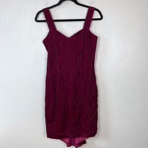 Vintage 90s Velvet Dress Steppin' Out Mini Burgundy Wine Whimsygoth Party Size 5